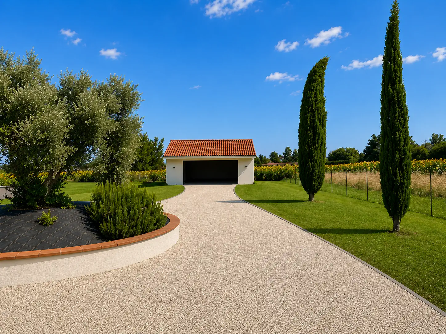 Allée et jardin paysager d'une maison neuve – ETCM