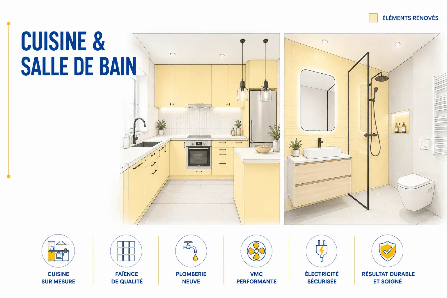 Rénovation de cuisine et salle de bain d'appartement par ETCM